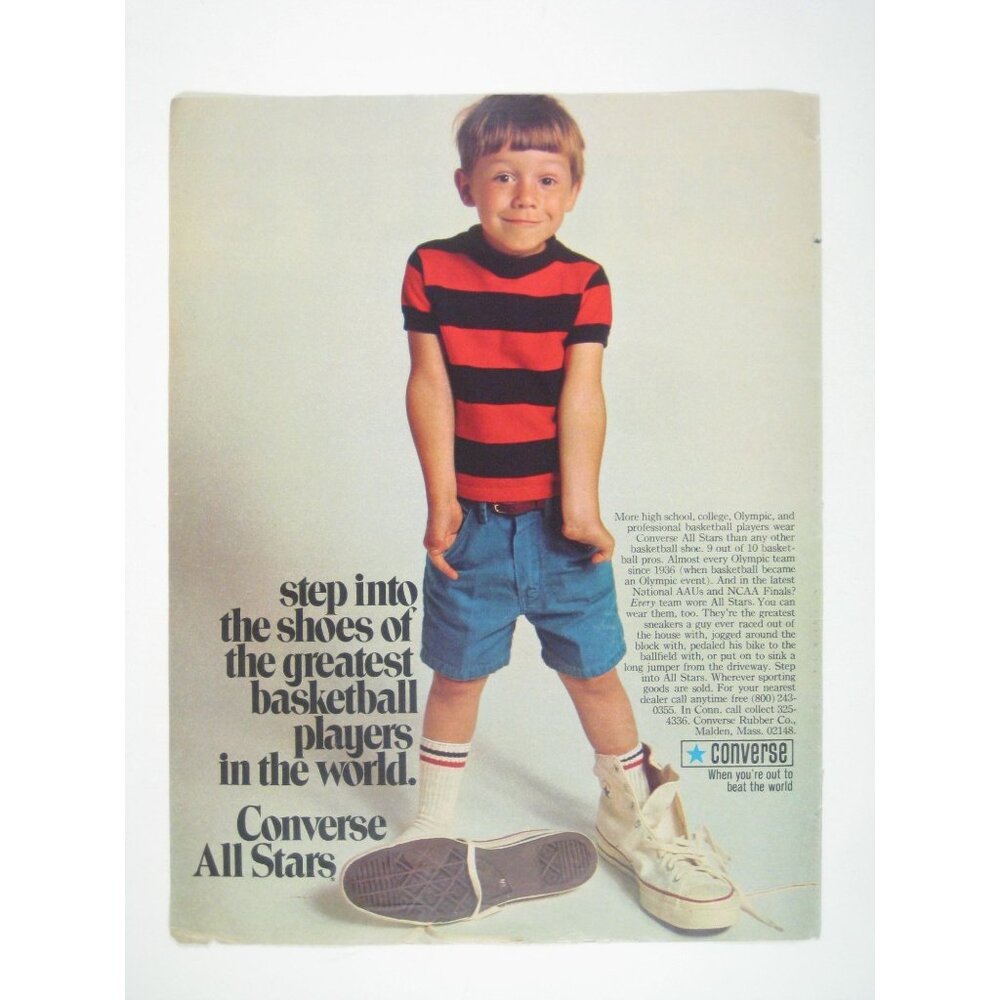 Vintage Converse All Stars Basketball Shoes Advertisement Print 1960s Kids